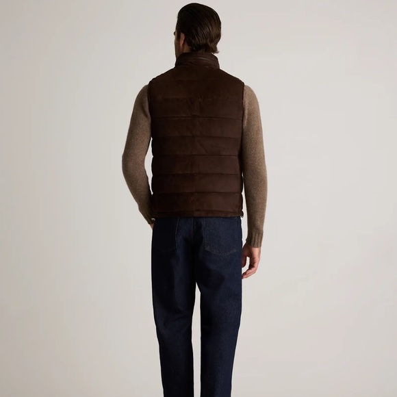 100% Suede Puffer Vest Mens Size XL Color Brown - Picture 7 of 10